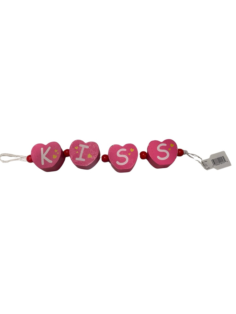 Kids Pink 'KISS' Heart Bead String